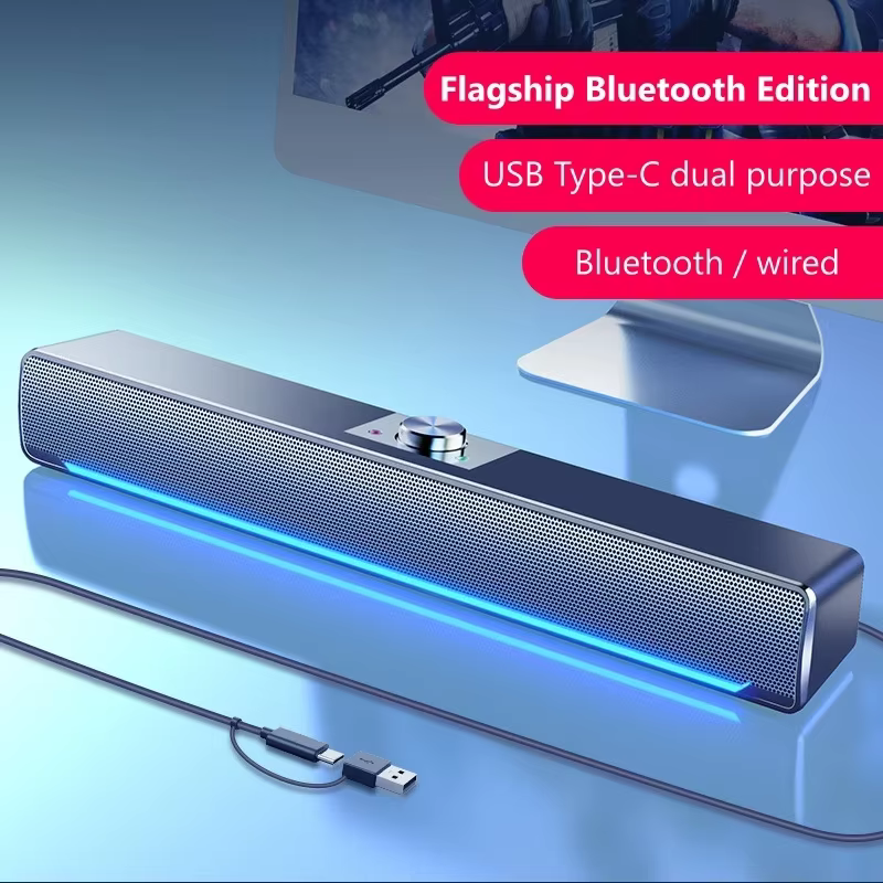 SADA V-196 Gaming Sound Bar Speaker USB Bluetooth Ambient Light