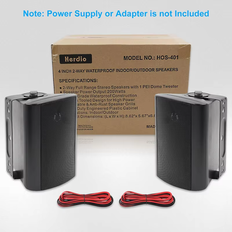Herdio 4" 200W Passive Wired Outdoor Speakers Pair