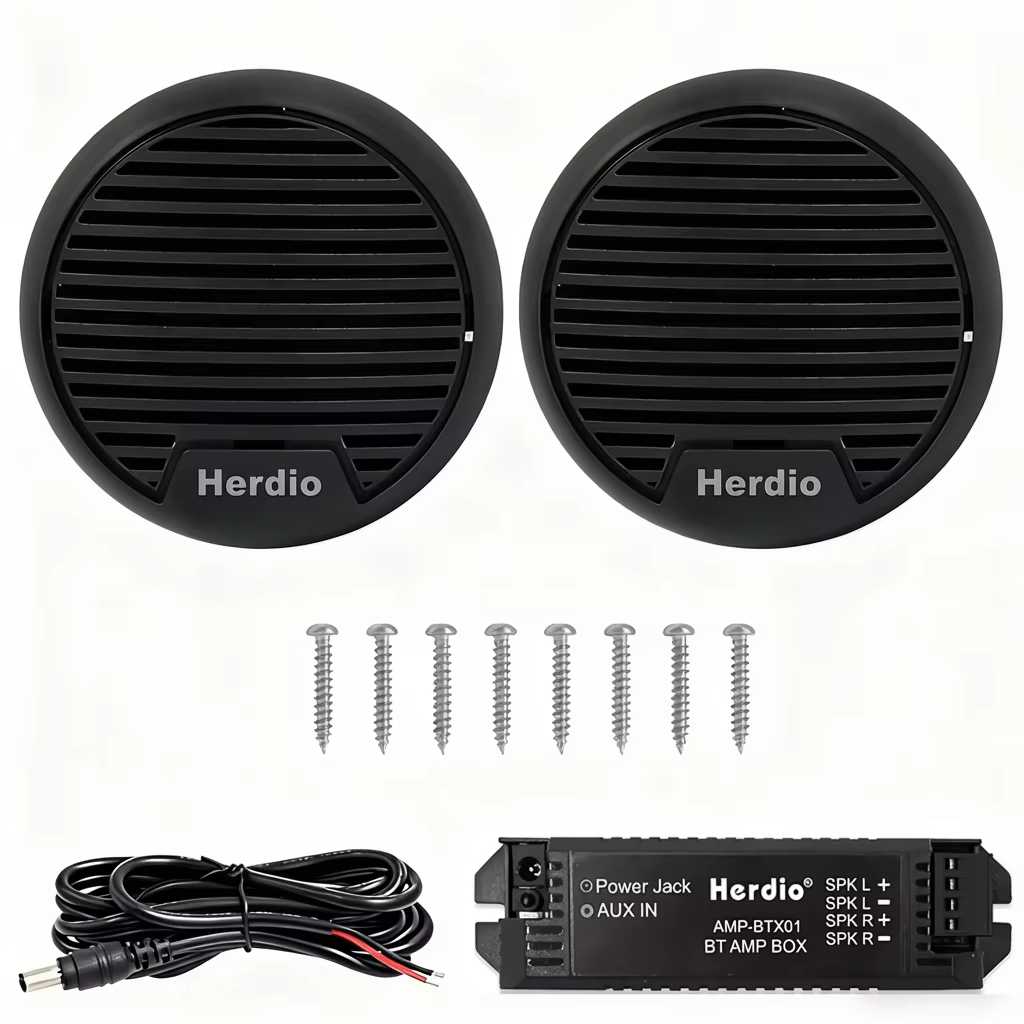 Herdio 3" Marine Bluetooth Waterproof Speakers Pair 160W