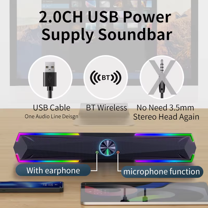 COOMAER 2.0 USB Powered Computer Speaker Soundbar