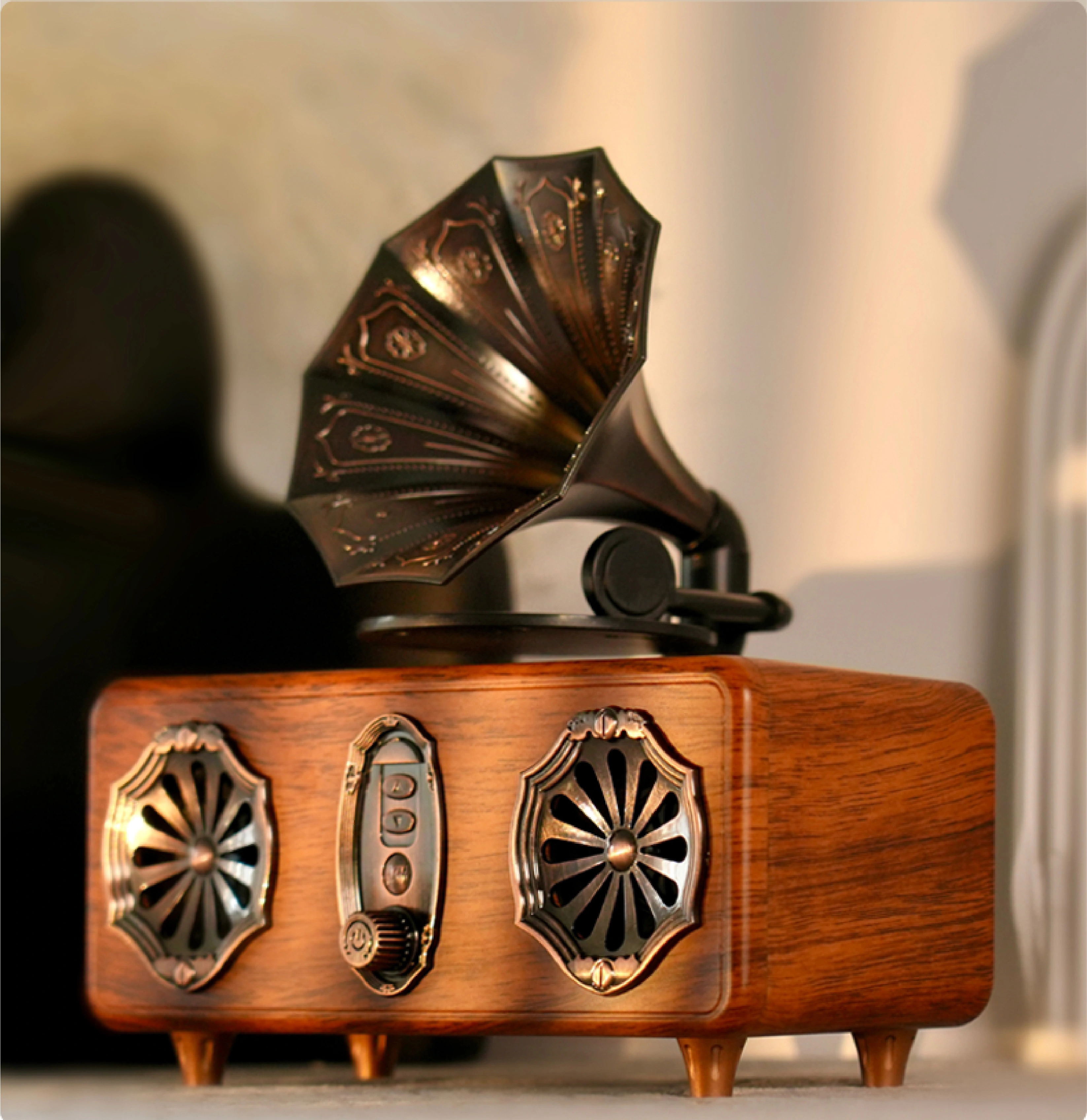 Retro Bluetooth Speaker with FM Radio and 10W Stereo Sound
