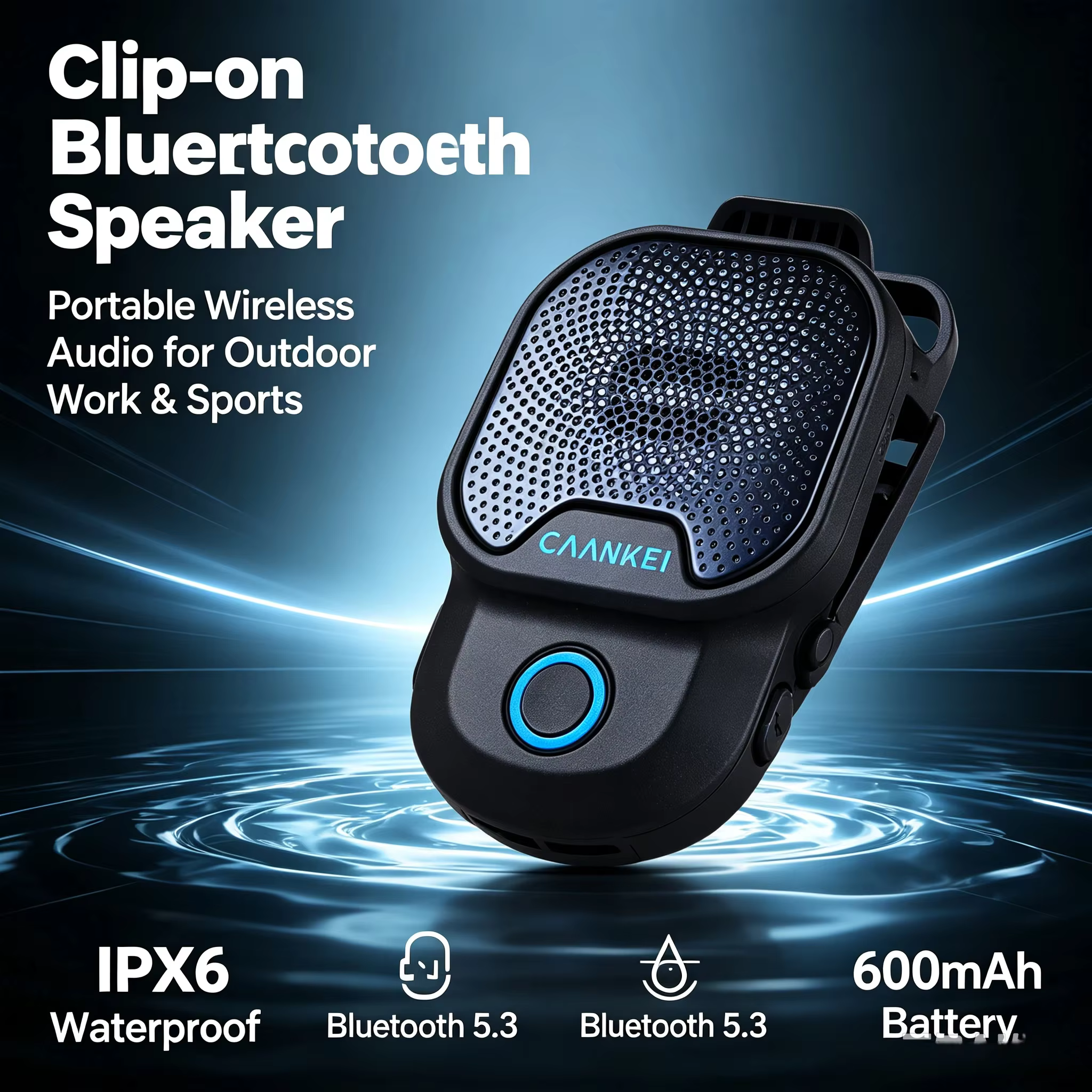 Clip-on Bluetooth 5.3 Waterproof Portable Speaker 600mAh