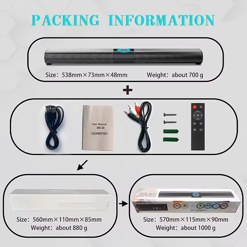 AyeBeau SQ-511 Bluetooth Soundbar with Subwoofer