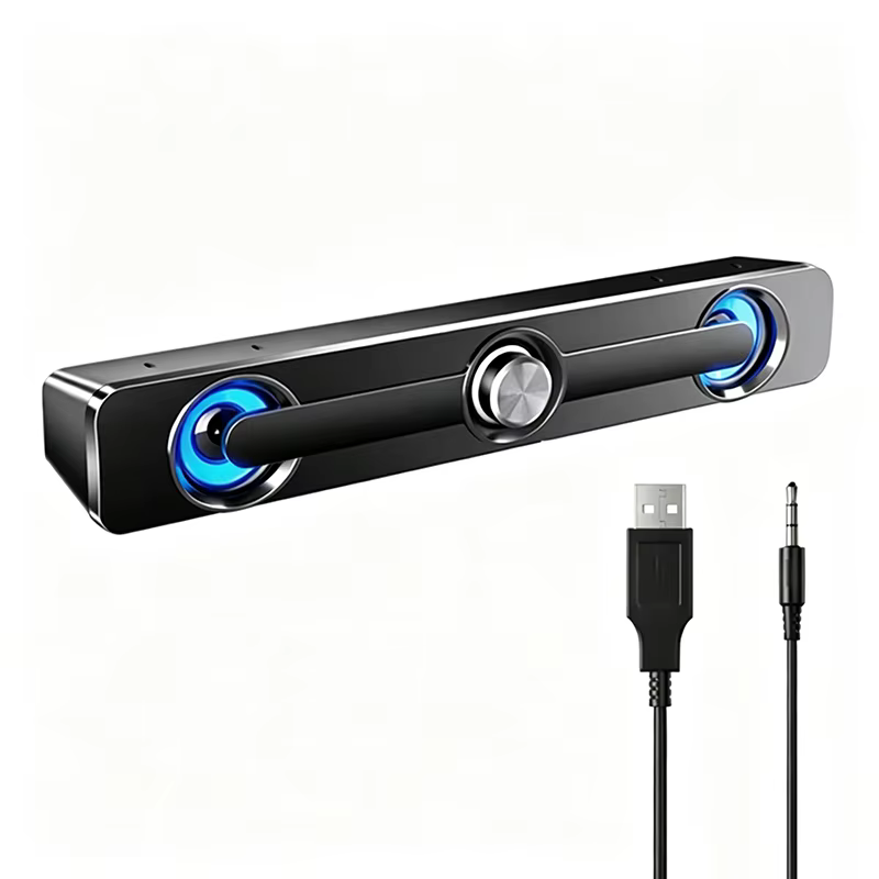 AyeBeau Wired USB Soundbar Speaker with Subwoofer