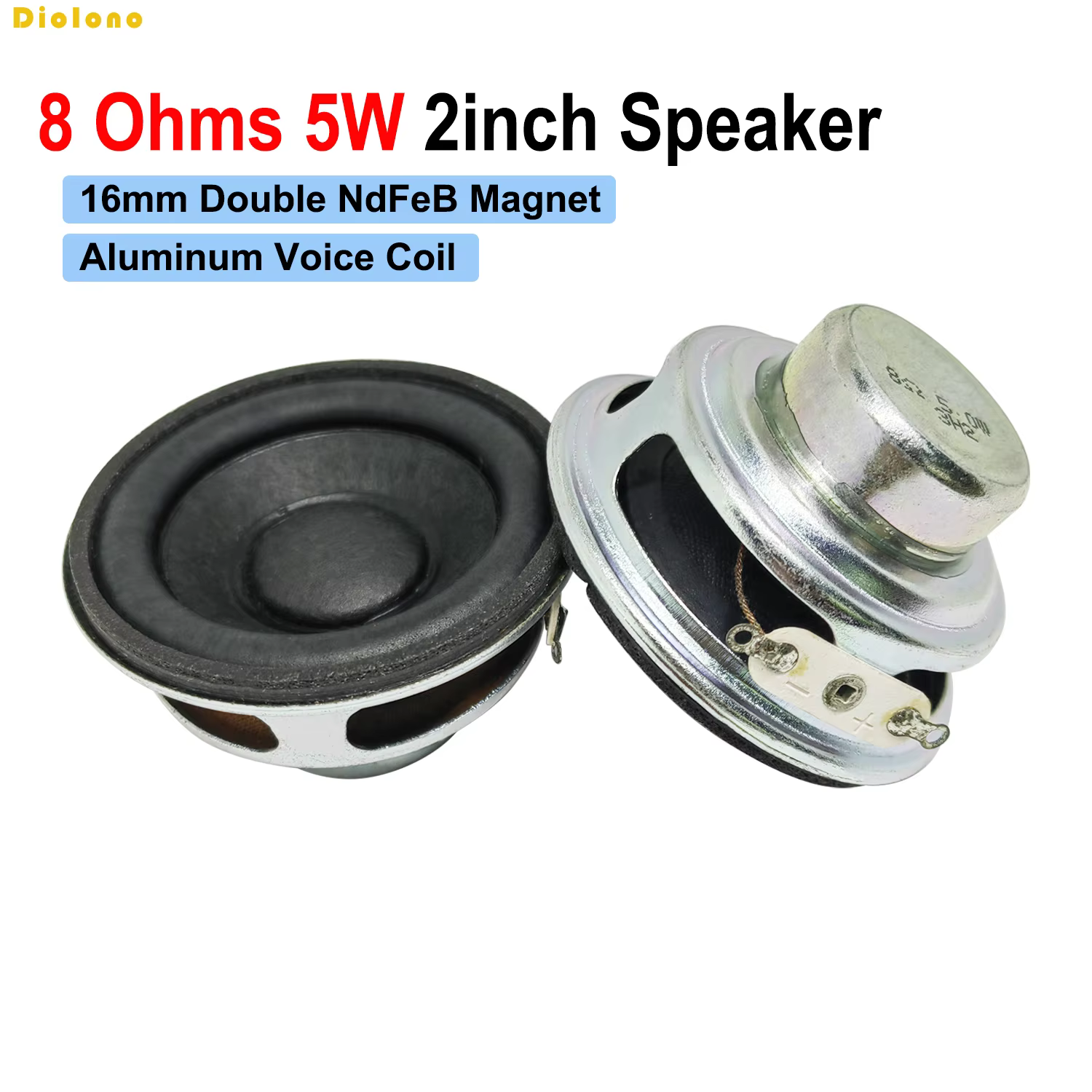DioIono 2pcs 52mm 8Ω 5W Full-Range Loudspeakers