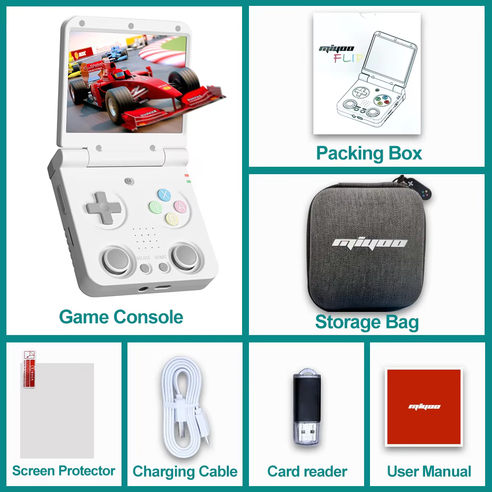 MIYOO Flip V2 Portable Handheld Game Console 3.5-inch IPS