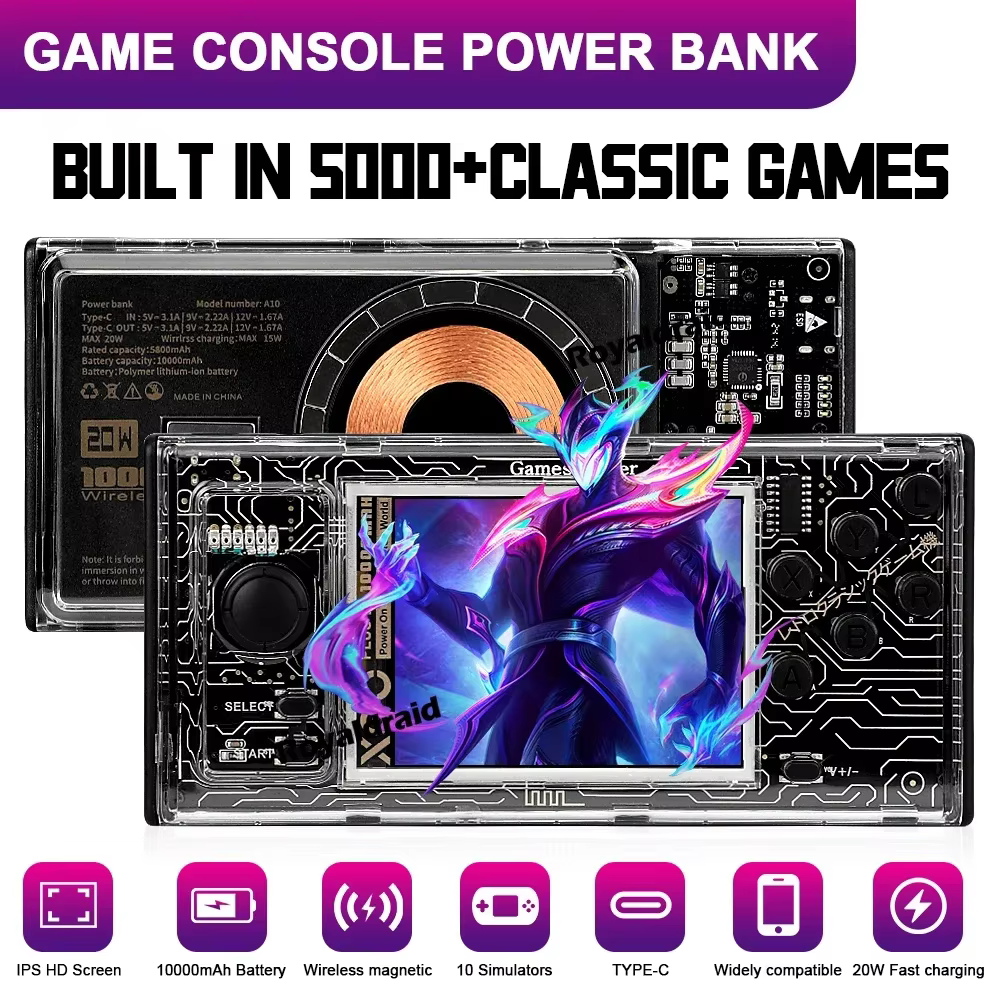 2.8inch Handheld Game Console Power Bank 10000mAh
