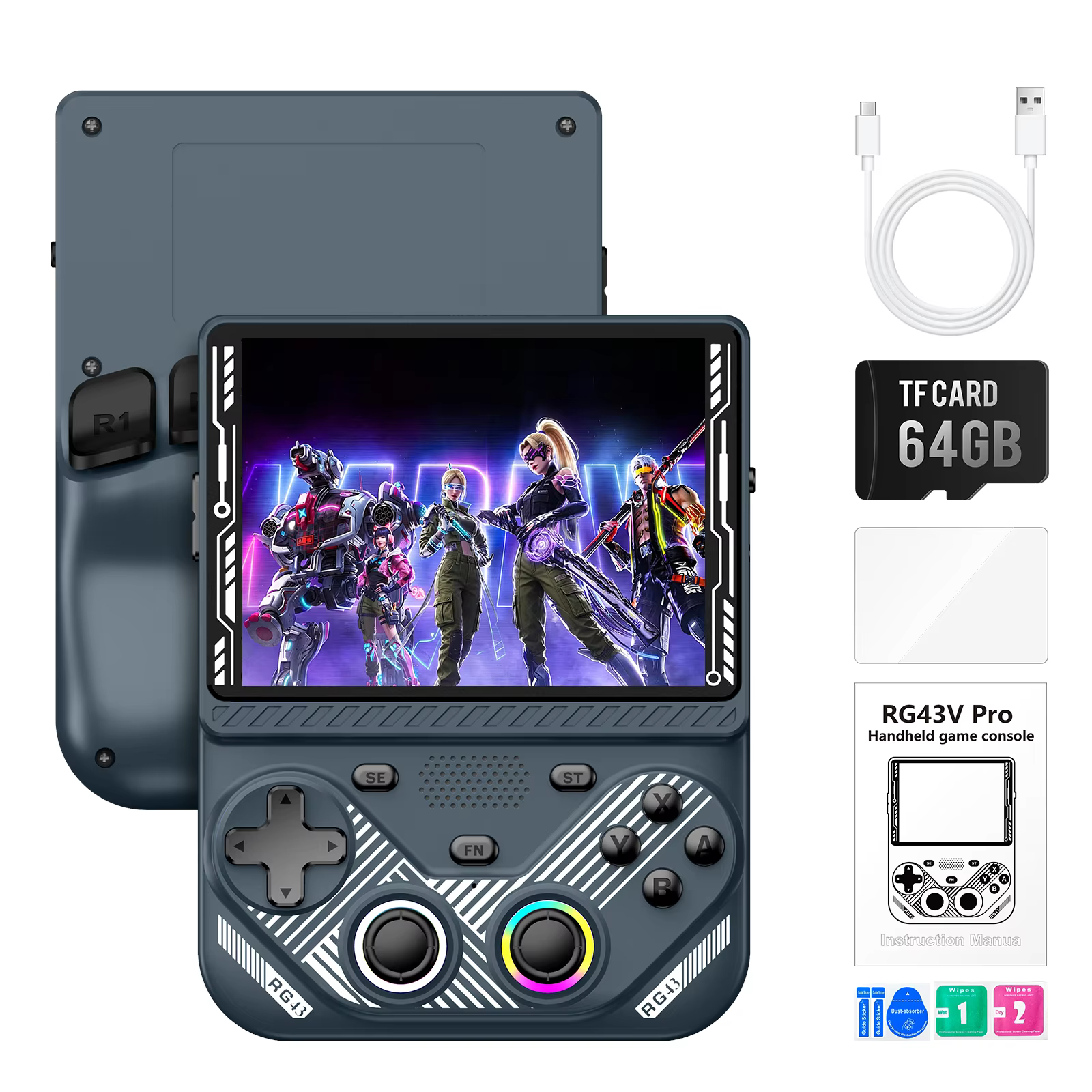 RG43V Pro Retro Handheld Console with 4.3" IPS and 22000+ Games