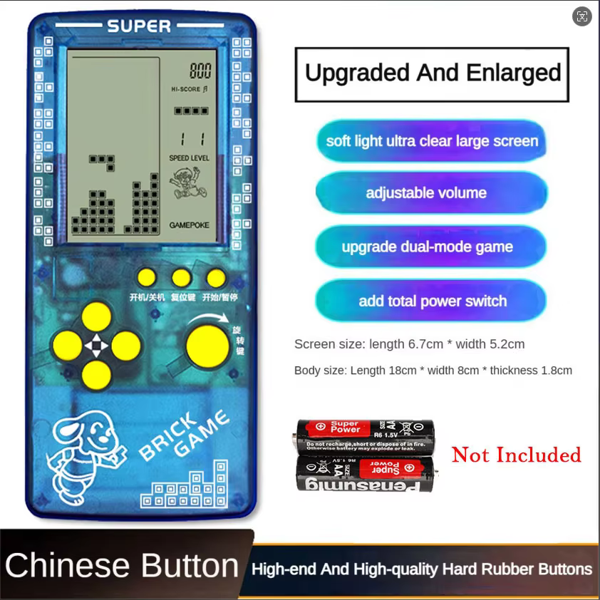 Transparent Handheld Game Console with 49 Built-in Games