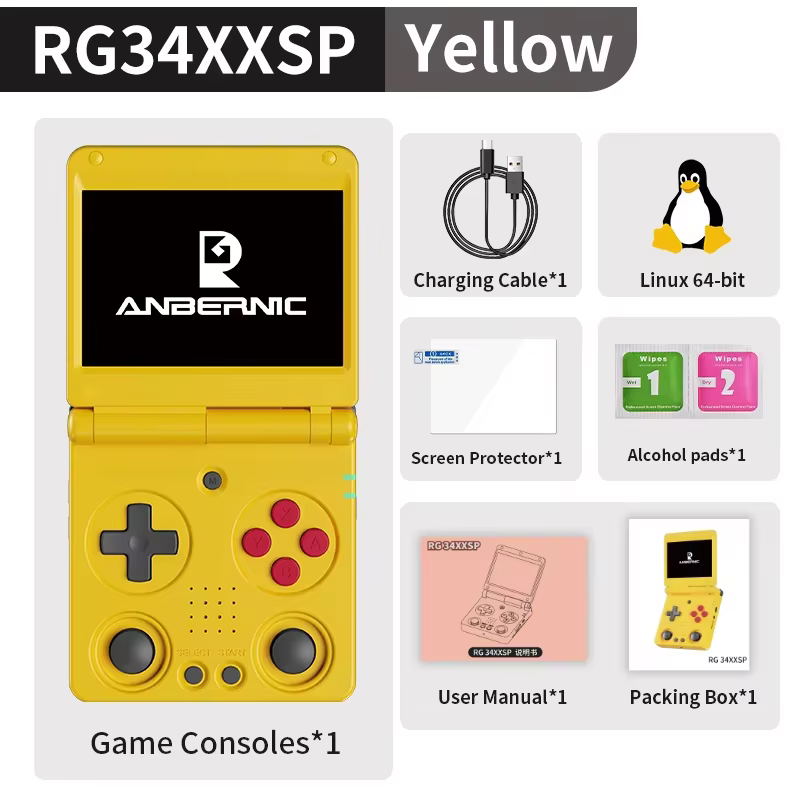 ANBERNIC RG34XXSP Flip 3.4'' IPS Linux Handheld Console