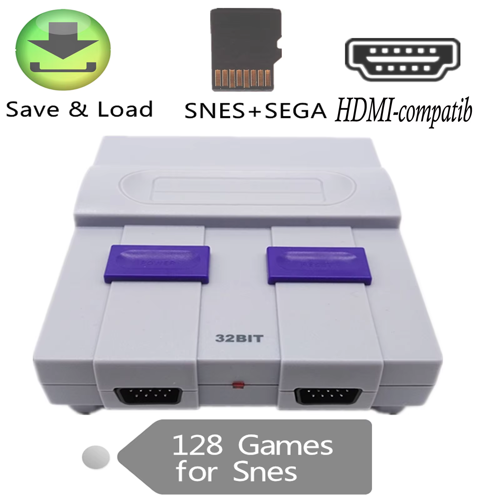 HD Retro Game Console with TF Card Slot, 128 Games Support