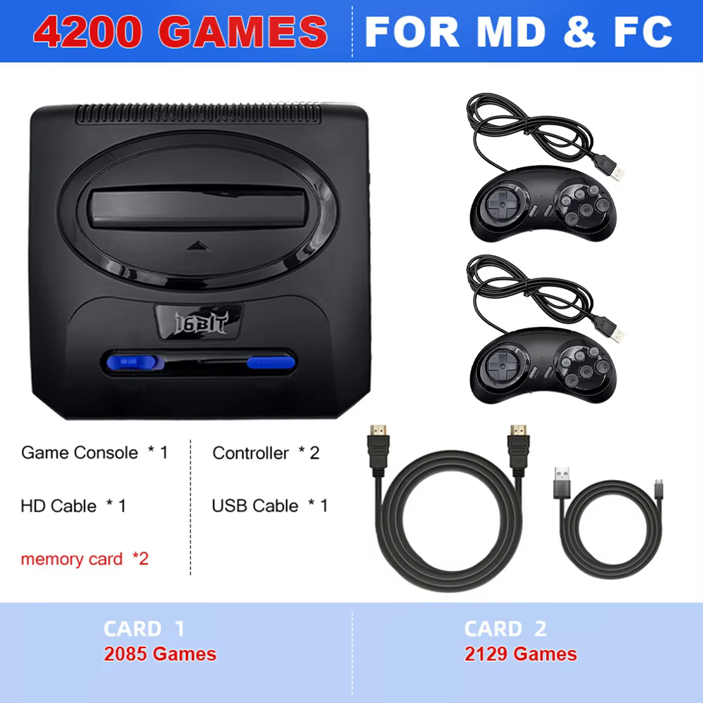 VILCORN 16-Bit Retro Game Console HD TV System with 2 Controllers