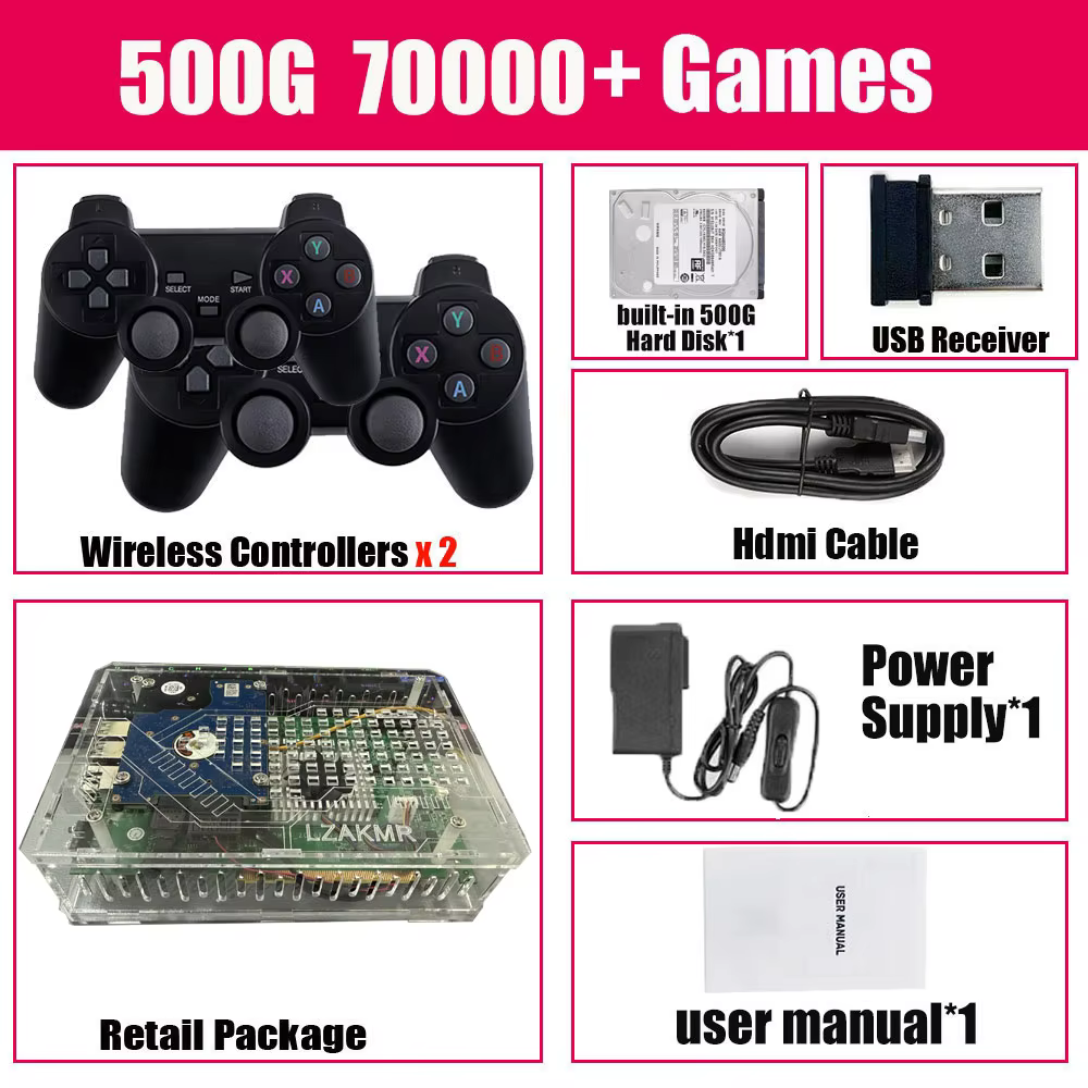 Retro U99 PRO Console 500GB HDD with 70,000+ Games & Wireless Controller