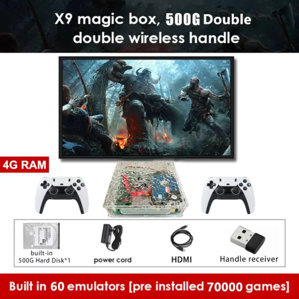 LZAKMR X9 Retro Game Console 1TB with 70,000+ Games & 4K Output