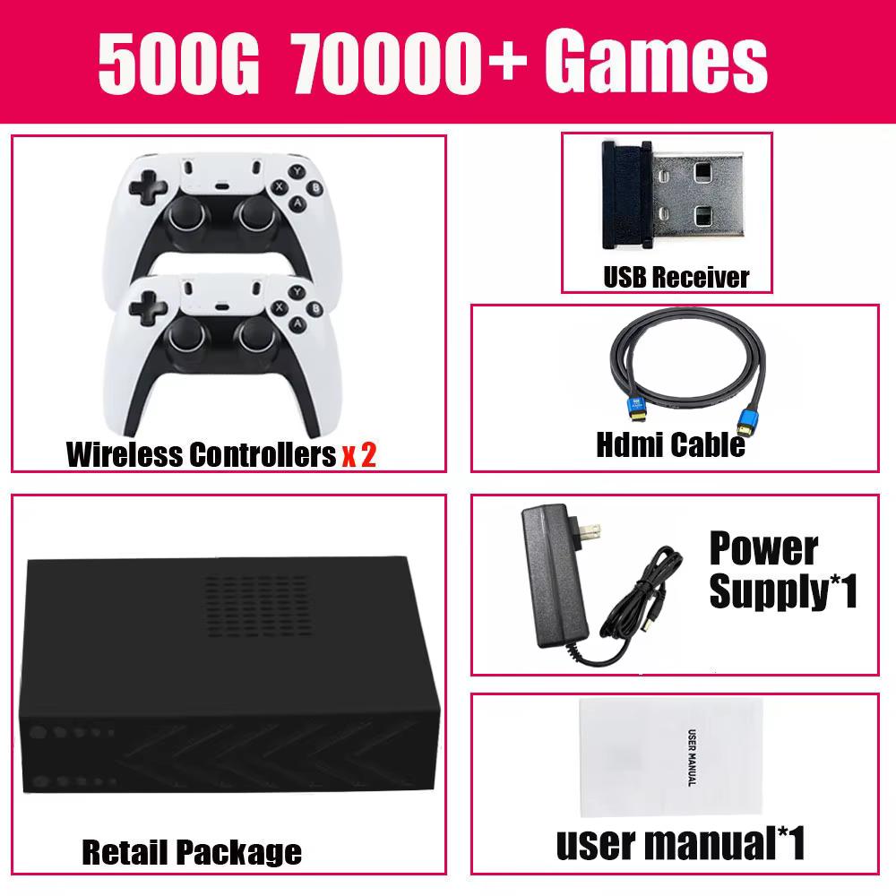 R3 PRO Retro Game Console 500GB with 70000+ Games