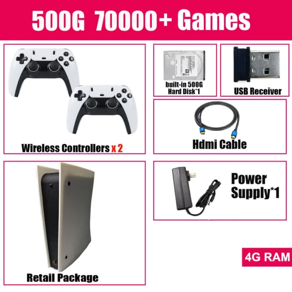 X5 Retro Game Console 2TB HDD 70000+ Games 4K HD Plug & Play
