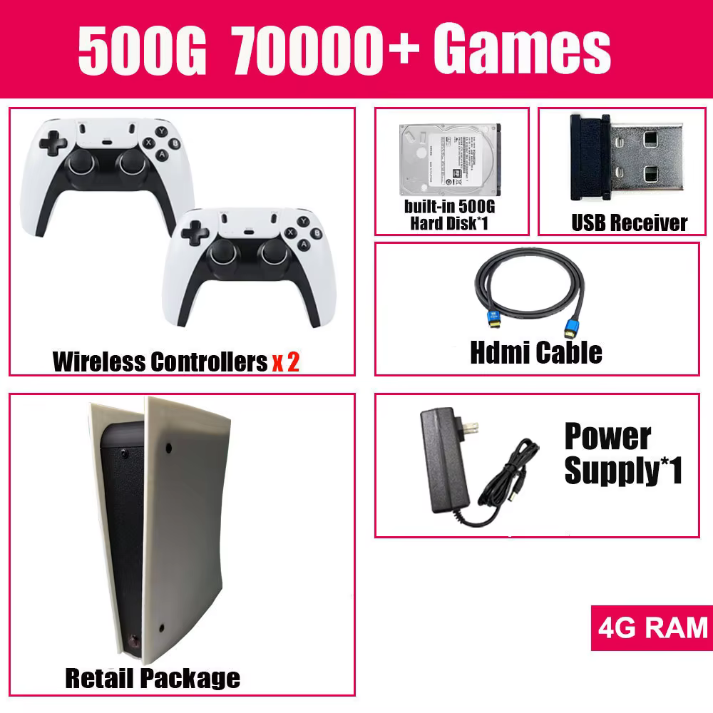 X5 Retro Game Console 2TB HDD 70000+ Games 4K HD Plug & Play