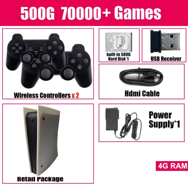 2T HDD 70000+ Games Retro Console 4K Output Wireless