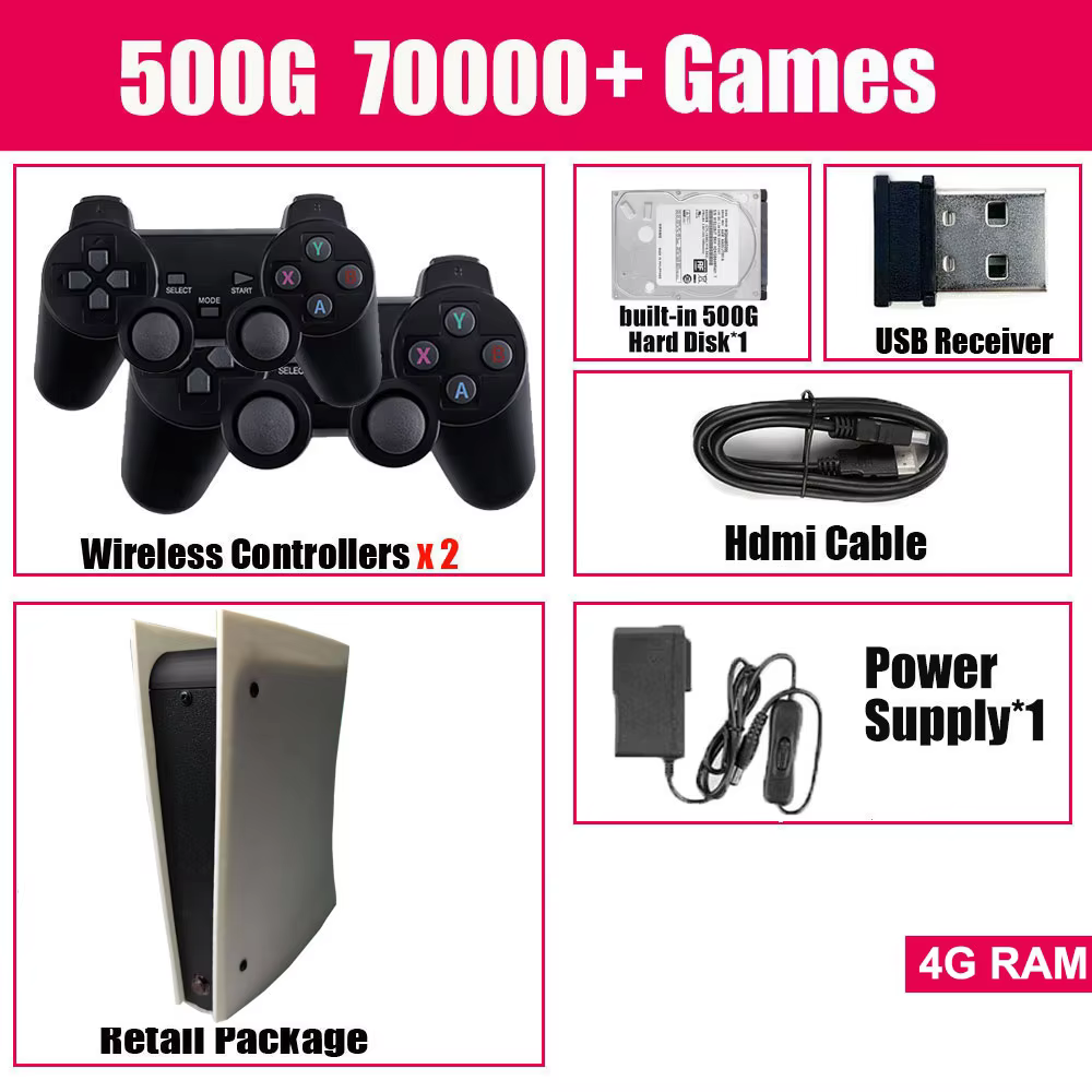 2T HDD 70000+ Games Retro Console 4K Output Wireless