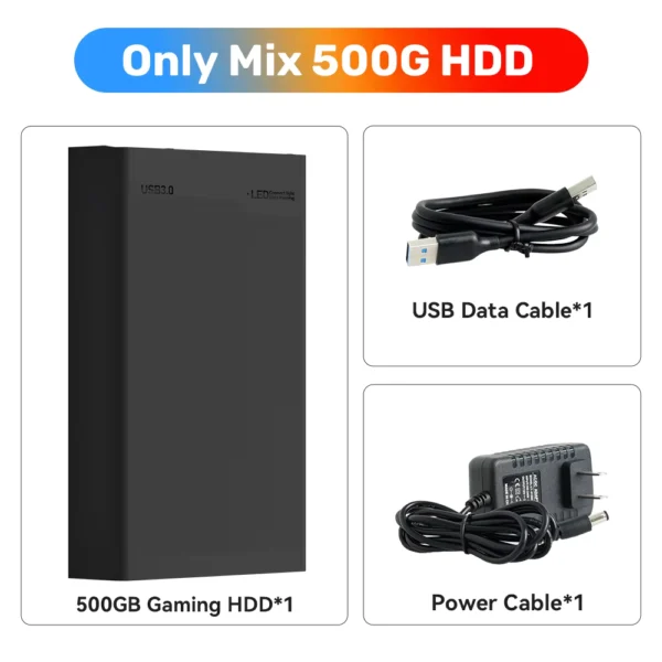 500GB Retro Gaming HDD with 38200+ Games and 3 Systems