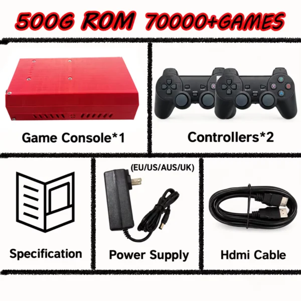 500G Retro Game Console RX1 with 70000+ Games Windows 11