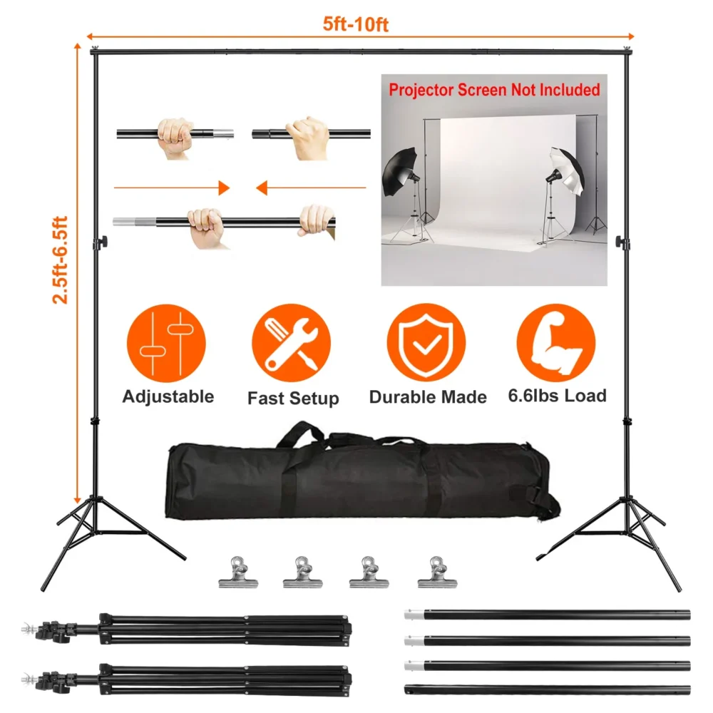 Adjustable 5-10ft Photography Backdrop Support Stand