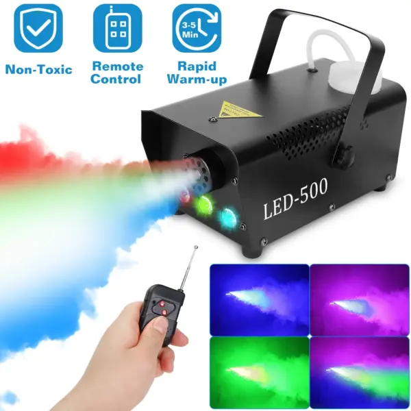 400W Fog Machine with 3-Color LED Lights and Remote