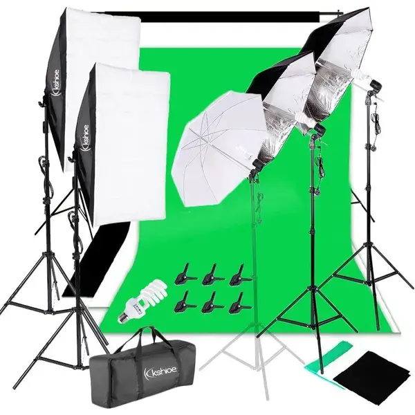 45W Umbrella Soft Light Box & Background Stand Kit