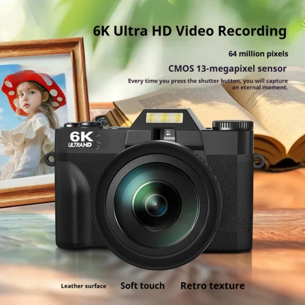 6K HD Retro Mirrorless Digital Camera with Full HD Screen
