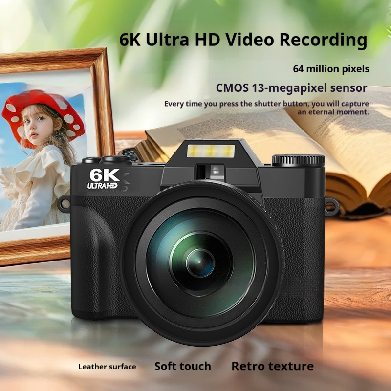 6K HD Retro Mirrorless Digital Camera with Full HD Screen