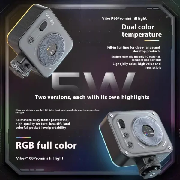 Two-color Temperature Mini Circle Light with Built-in Battery