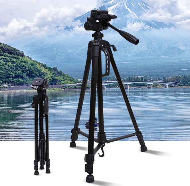 Portable Aluminum Alloy SLR Camera Tripod with 3D PTZ