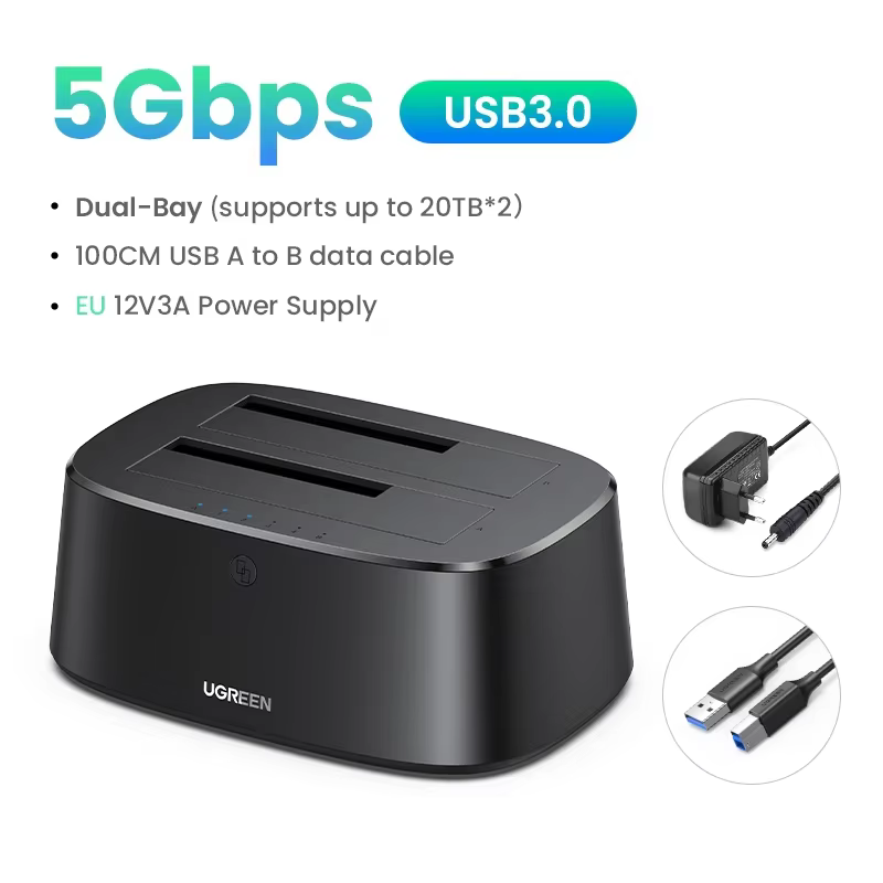 UGREEN Dual-Bay SATA to USB 3.0 HDD Docking Station