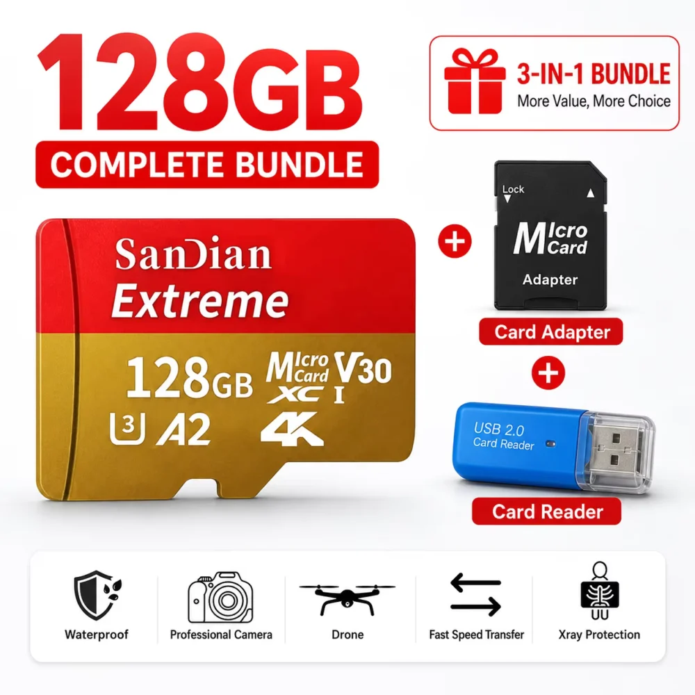 High Speed 128GB Micro SD Card for Camera Mac PC