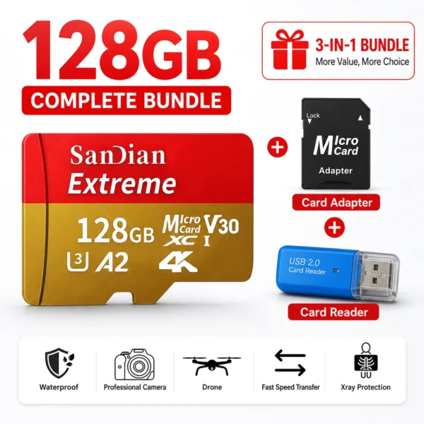 High Speed 128GB Micro SD Card for Camera Mac PC