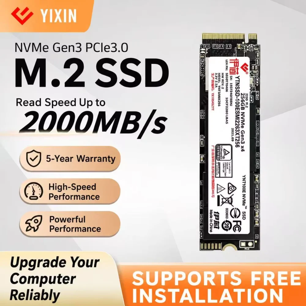 YIXIN M.2 NVMe PCIe Gen3 SSD 128GB–2TB TLC Flash