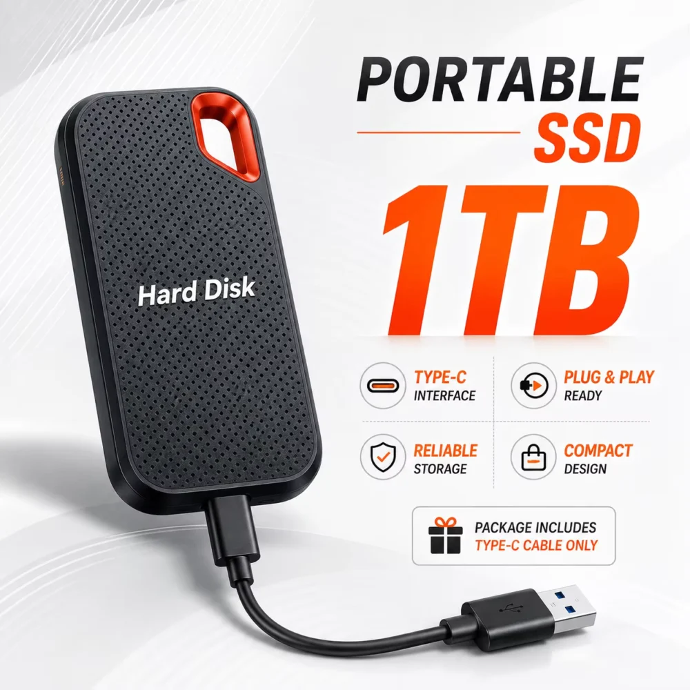 Portable External SSD Hard Drive with USB Type-C up to 128TB
