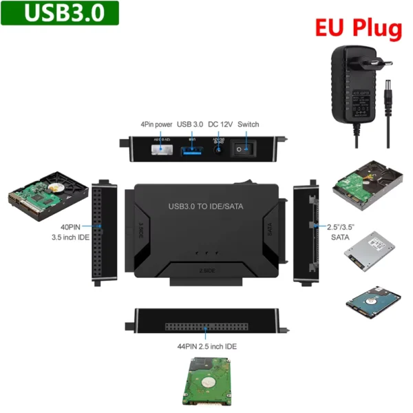 Dual-Slot SATA IDE Hard Drive Docking Station USB Adapter