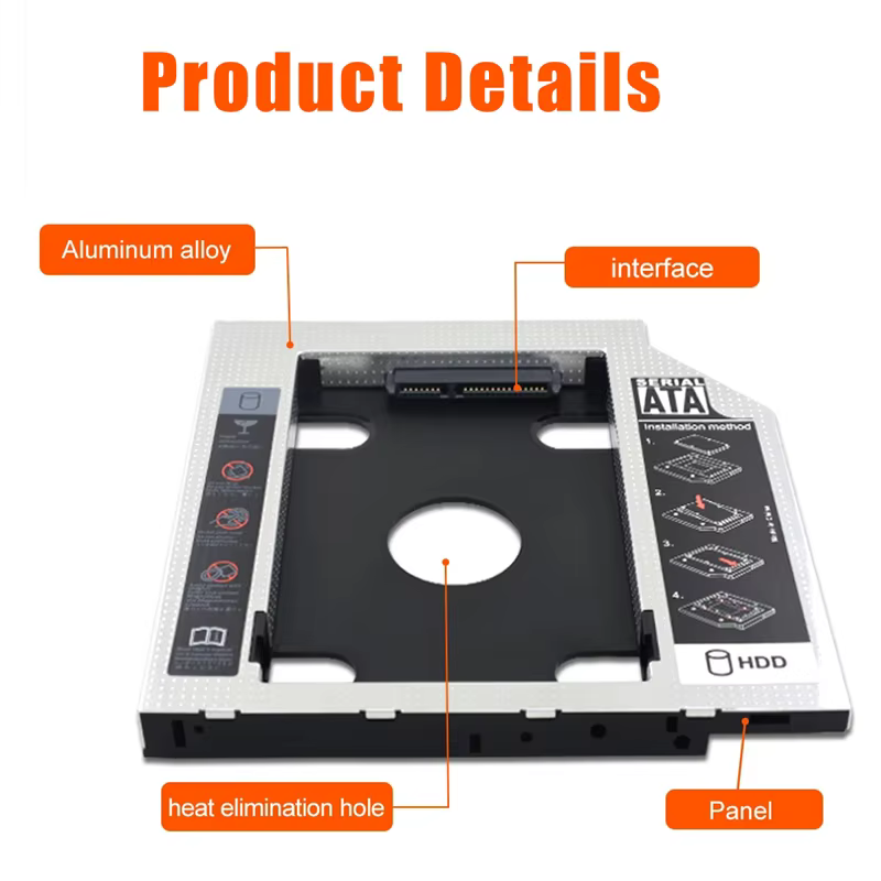 Laptop HDD SSD Caddy Adapter for 9.5/12.7mm Optical Bay