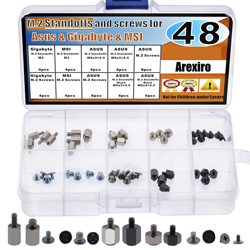 48pcs M.2 SSD Standoffs and Screws for ASUS, MSI, Gigabyte