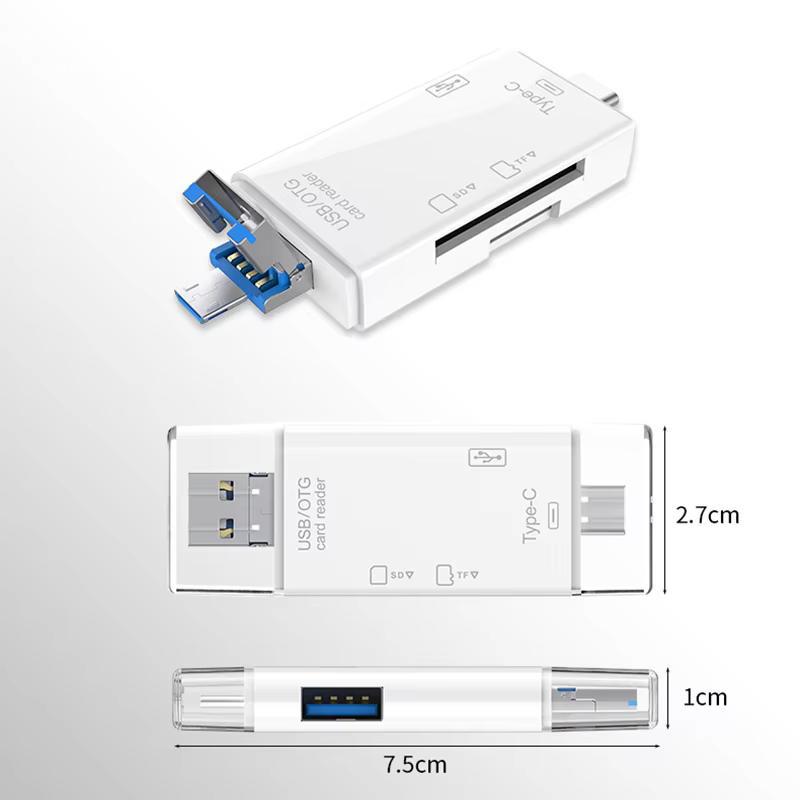 6-in-1 USB C SD Card Reader with TF/Micro SD Support