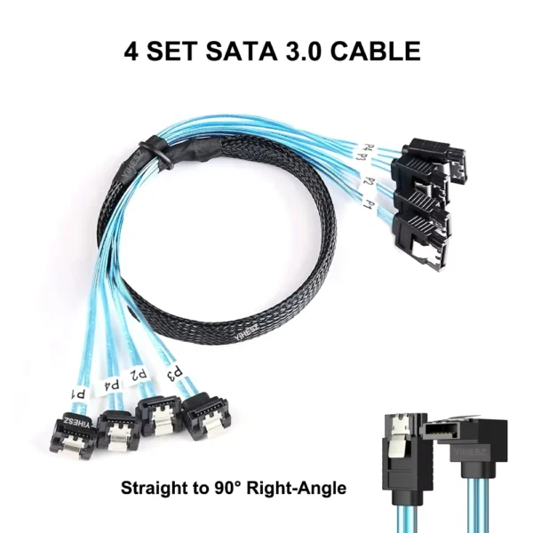 High-Speed 6Gbps SATA 3.0 Data Cables with Right-Angle Connectors