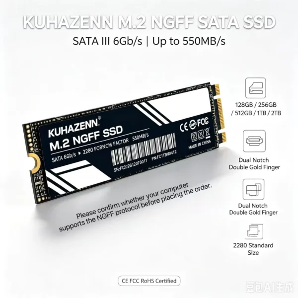 1TB M.2 2280 SATA III Internal SSD 550MB/s Speed