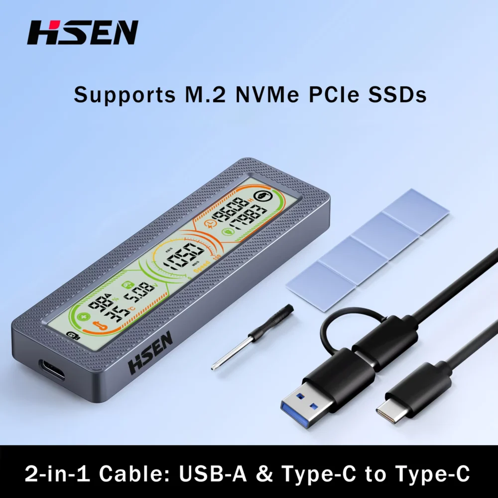 M.2 SSD Enclosure with Real-Time Health Monitor Display