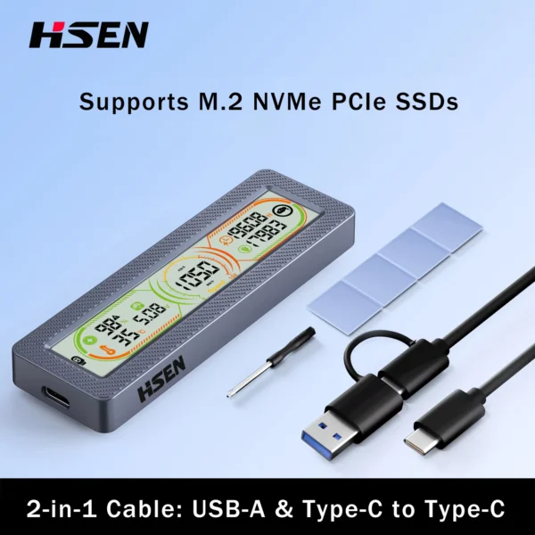 M.2 SSD Enclosure with Real-Time Health Monitor Display