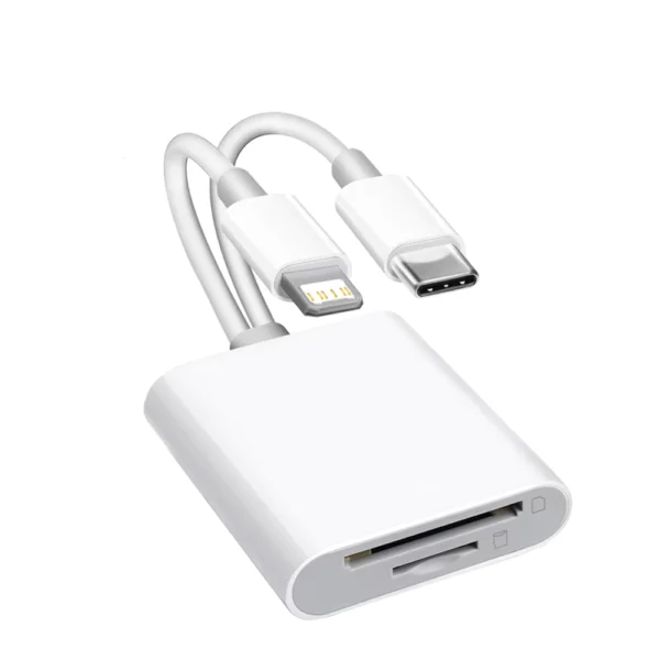Dual Interface SD Card Reader for iPhone USB-C Lightning