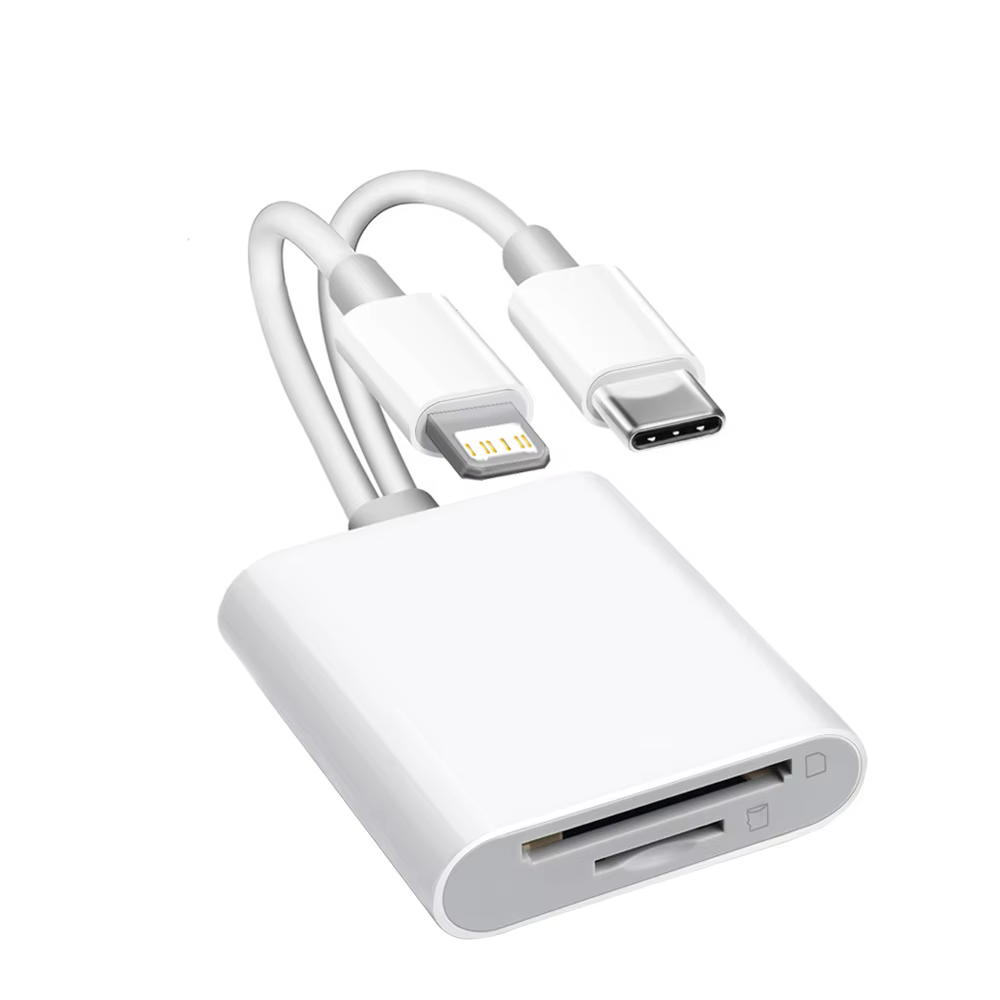 Dual Interface SD Card Reader for iPhone USB-C Lightning