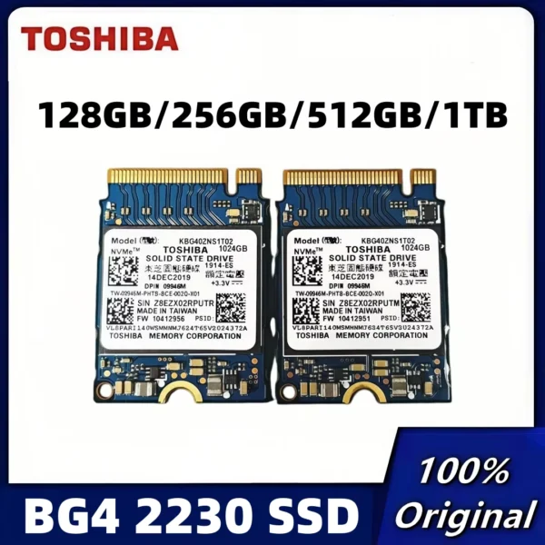 Toshiba BG4 2230 NVMe M.2 SSD 128GB to 1TB