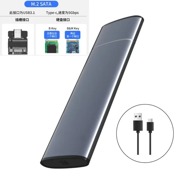 M.2 SATA NVMe Enclosure USB 3.1 Type-C SSD Case
