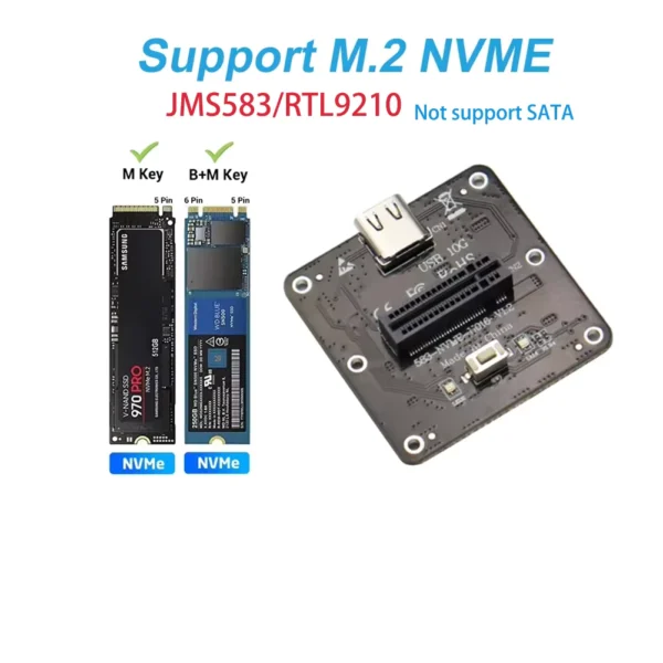 10Gbps M.2 NVMe SATA to USB 3.1 SSD Adapter Dock
